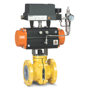 PFA FEP Lined Ball Valve with Rotary Actuator